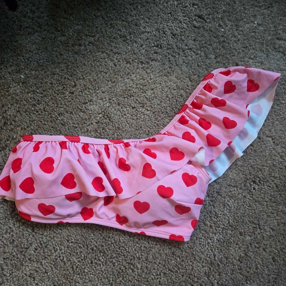 Lazy Oaf Heart bikini Top Ruffle One Shoulder